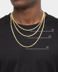 House Of Auric Rope 4mm 20" Chain 18k Gold Vermeil