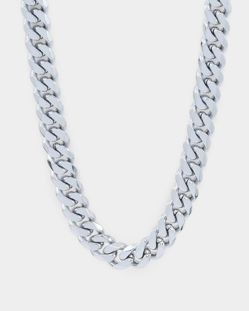 Saint Morta 10mm Cuban Chain White Gold