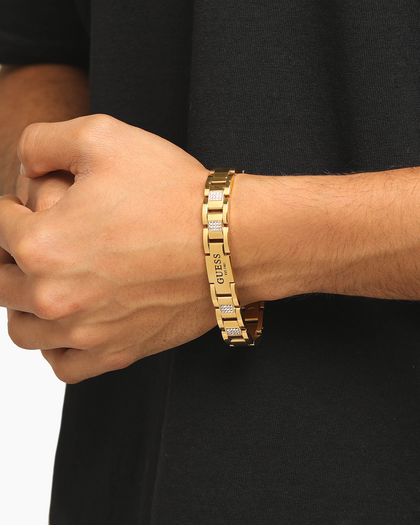 Guess Mainline 15mm Frontier Crystal Bracelet Gold