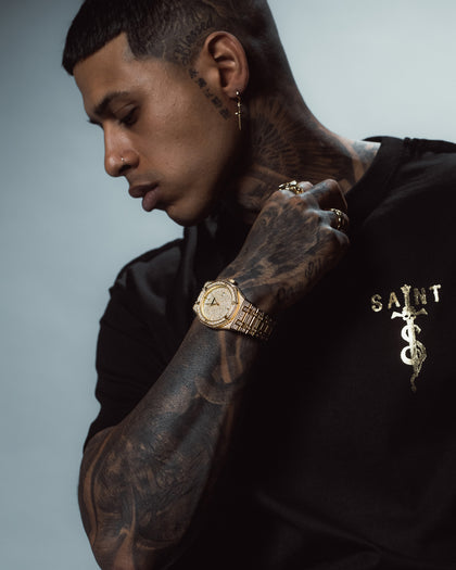 Saint Morta Medio Premierre Watch Iced Gold