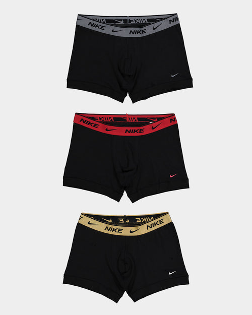 Nike Everyday Cotton Stretch Trunk 3 Pack Black/Multi-Coloured