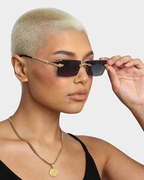 James Oro Black Tint Serpent Authentic Sunglasses Black