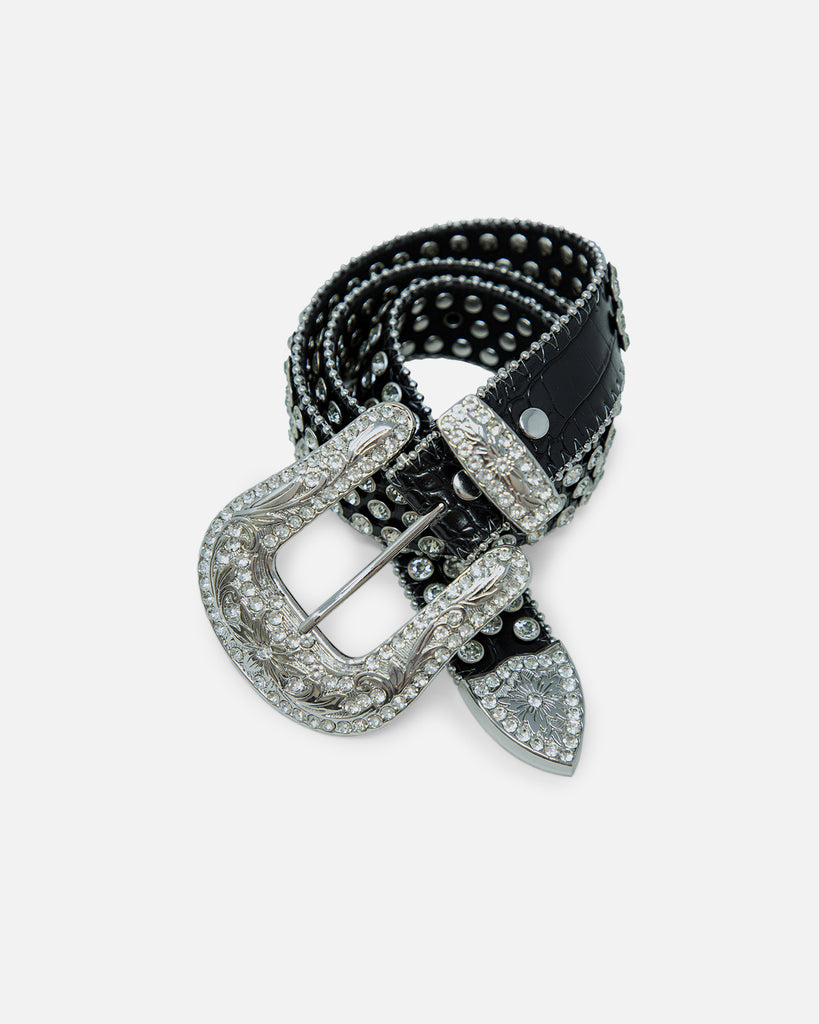 MNML All Over Rhinestone Studded Belt Black | Culture Kings US