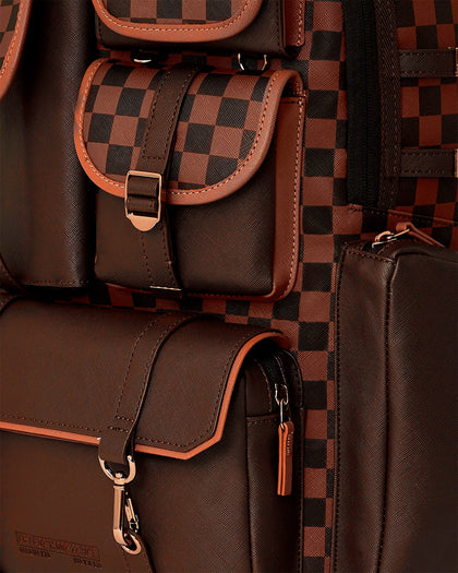 Sprayground Brown Checkered Special Ops Backpack Brown