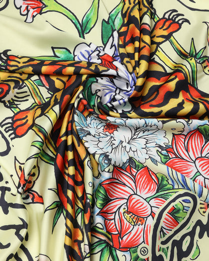 Ed Hardy Women's Feline Bandana Scarf Yellow