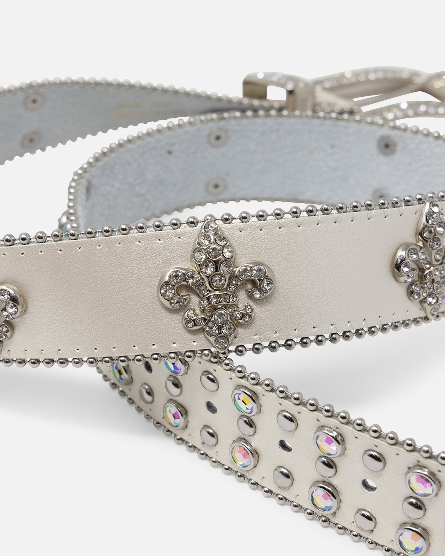 MNML Fleur Studded Rhinestone Belt Off White | Culture Kings US