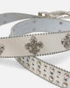 MNML Fleur Studded Rhinestone Belt Off White