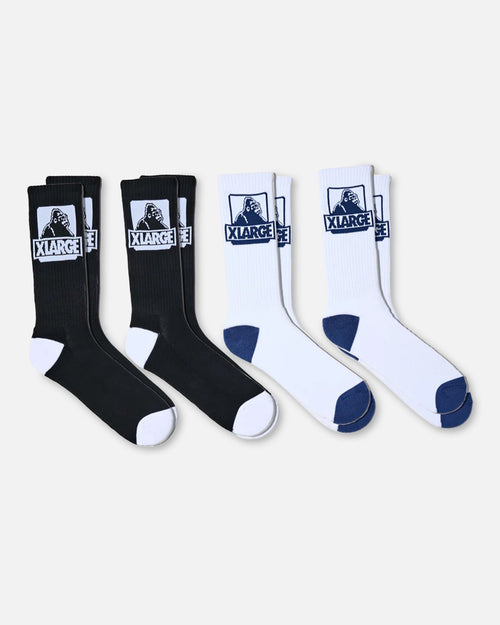 X-Large Classic OG Crew Socks 4 Pack Black