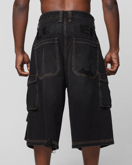 Loiter Collateral Cargo Shorts Black Wash
