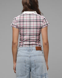 Loiter Women's Unity Crop T-Shirt Pink Plaid