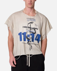 MNML Tattered Cut Off T-Shirt Off White