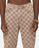 XXIII Checker Board Denim Jeans Tan