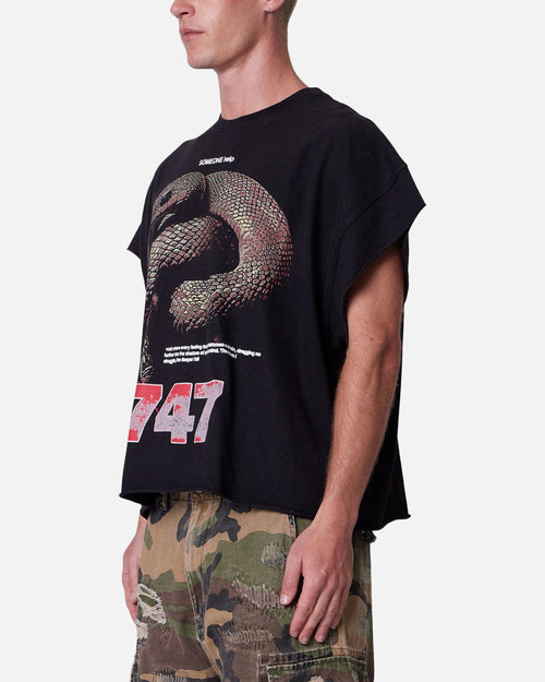 MNML Snake Cutoff Muscle T-Shirt Vintage Black