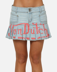 Von Dutch Women's Denim Mini Skirt Washed Light Blue