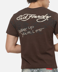 Ed Hardy Wake Up T-Shirt Chocolate