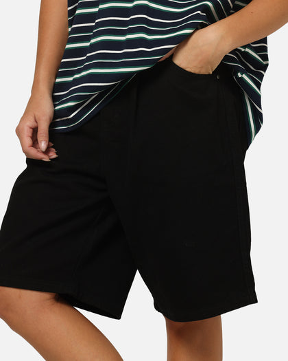 Carre Drill Pleated Jorts Black