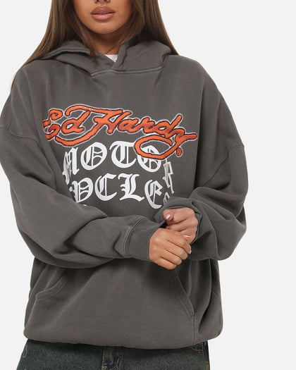 Ed Hardy Happy Motors Hoodie Washed Charcoal