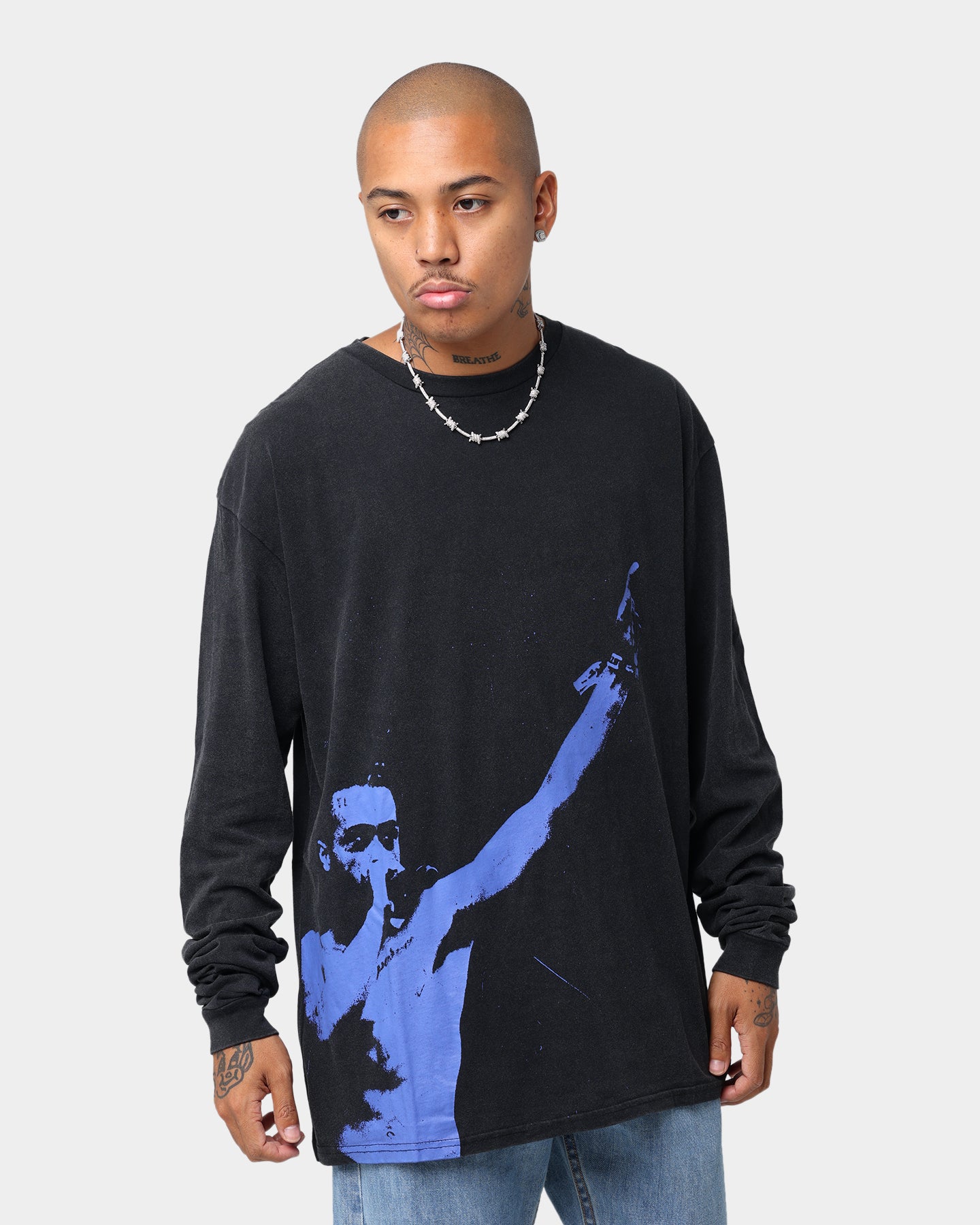 希少！XXXTENTACION 「？」マーチャンダイズ 長袖Tシャツ XXXTentacion Prosper Photo Long Sleeve T-Shirt Black Wash