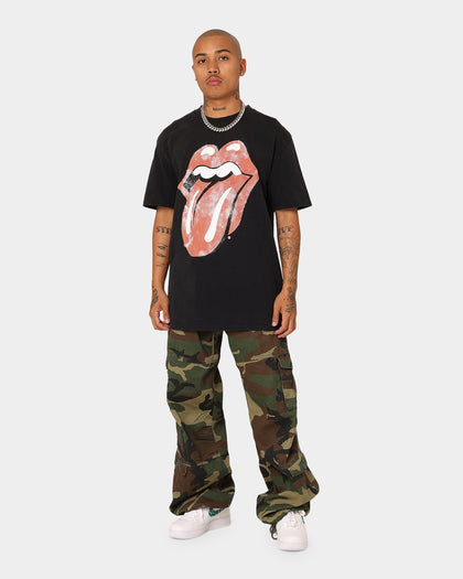 The Rolling Stones Distress Tongue Vintage T-Shirt Washed Black