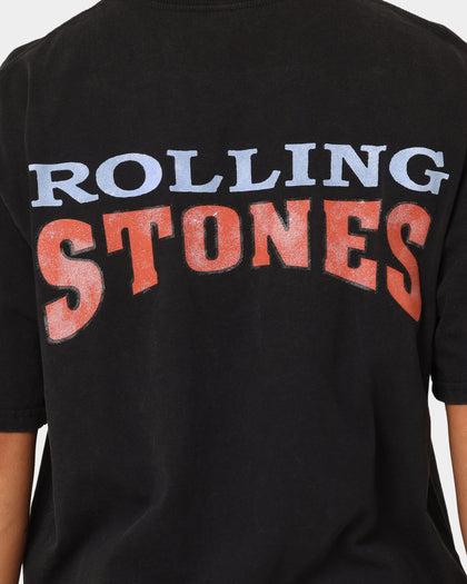 The Rolling Stones Distress Tongue Vintage T-Shirt Washed Black