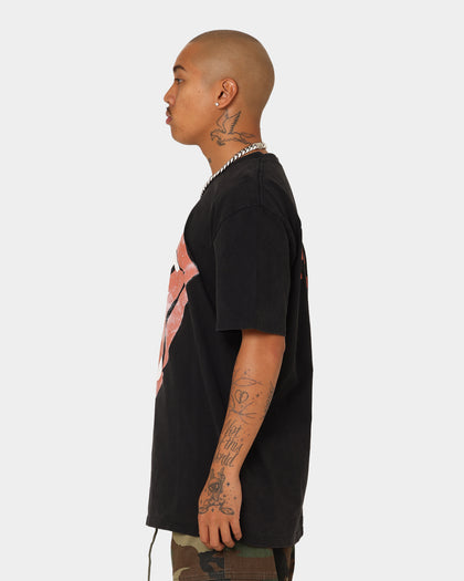 The Rolling Stones Distress Tongue Vintage T-Shirt Washed Black