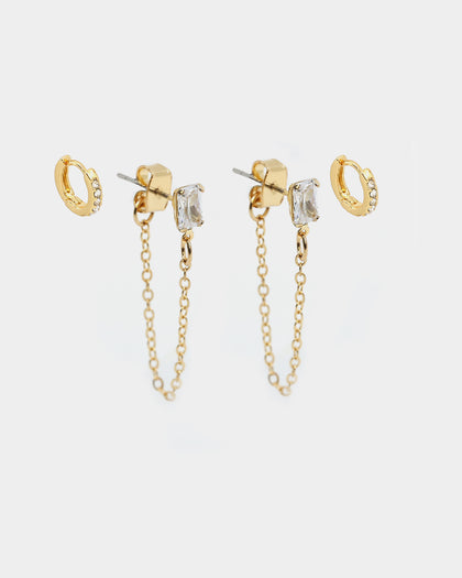 Raising Hell Women's Ear Cuff Baquette Iced Gold