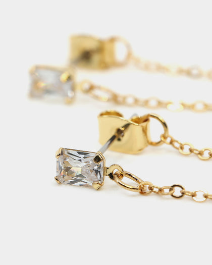 Raising Hell Women's Ear Cuff Baquette Iced Gold