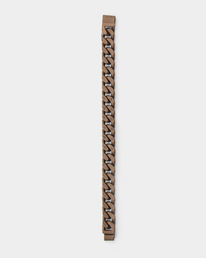 Guess Mainline 12MM X 22.5CM Cuban Peony Bracelet Chocolate Brown