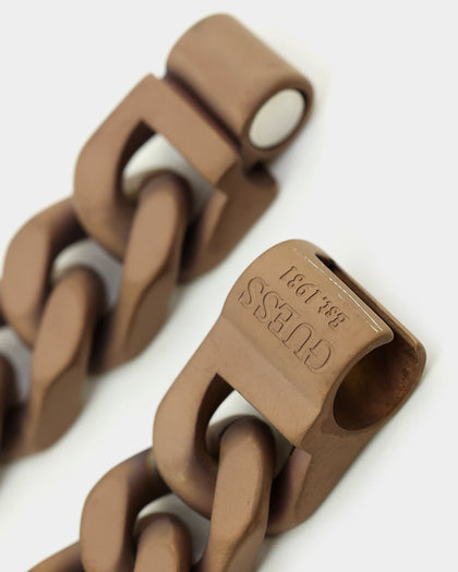 Guess Mainline 12MM X 22.5CM Cuban Peony Bracelet Chocolate Brown