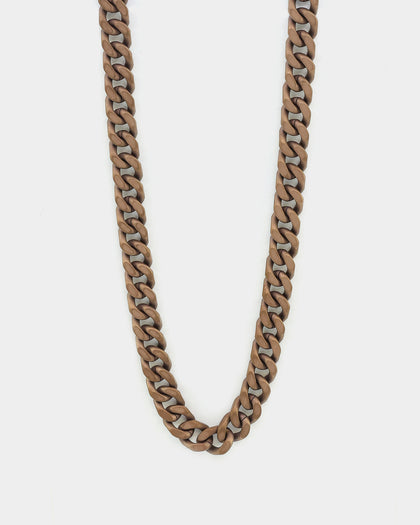 Guess Mainline 23" 8mm Cuban Necklace Chocolate Brown