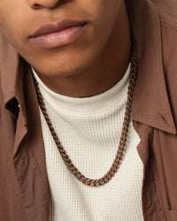 Guess Mainline 23" 8mm Cuban Necklace Chocolate Brown