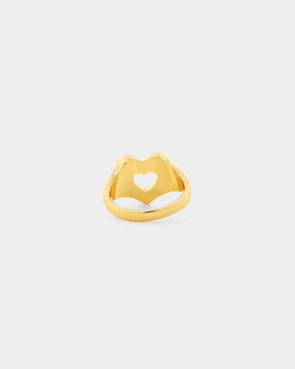 Raising Hell Checkered Heart Ring Gold/Pink