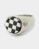 Loiter Checkerboard Signet Ring Silver/Black/White