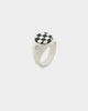 Loiter Checkerboard Signet Ring Silver/Black/White
