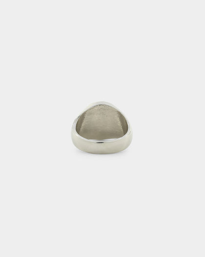 Loiter Checkerboard Signet Ring Silver/Black/White