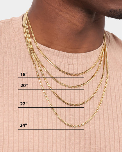 House Of Auric 3mm Cuban Chain 18K Gold Vermei