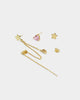 Raising Hell Women's Starry Heart Earrings Chain Gold/Pink