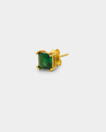 NXS Square Cut Earring Gold/Green