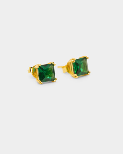 NXS Square Cut Earring Gold/Green
