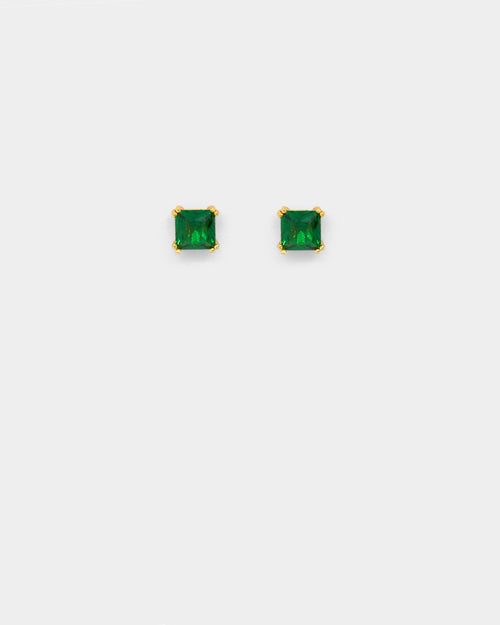 NXS Square Cut Earring Gold/Green