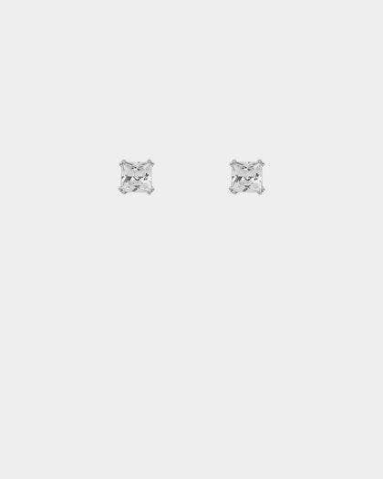 NXS Square Cut Earrings White Gold