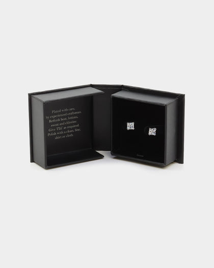NXS Square Cut Earrings White Gold