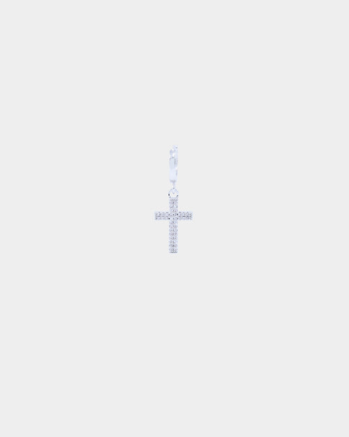 NXS Mini Cross Earring Iced White Gold
