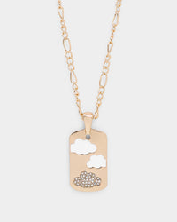 Wild For The Weekend Cloud Rectangle Pendant Necklace Gold