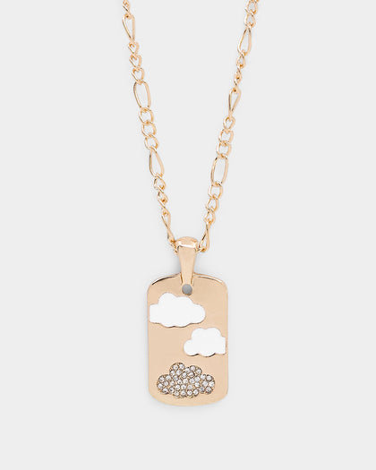 Wild For The Weekend Cloud Rectangle Pendant Necklace Gold