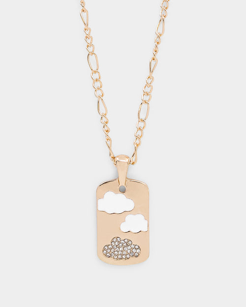 Wild For The Weekend Cloud Rectangle Pendant Necklace Gold