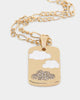 Wild For The Weekend Cloud Rectangle Pendant Necklace Gold
