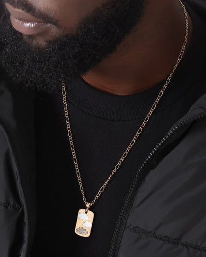 Wild For The Weekend Cloud Rectangle Pendant Necklace Gold