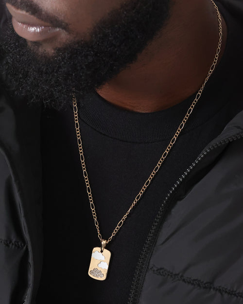 Wild For The Weekend Cloud Rectangle Pendant Necklace Gold