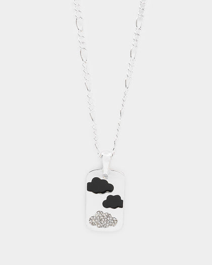 Wild For The Weekend Cloud Rectangle Pendant Necklace Silver